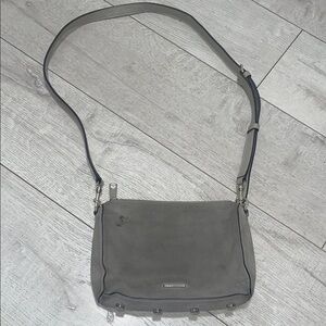 Rebecca Minkoff suede Gray Crossbody Bag with replaced strap crossbody 8” x6”